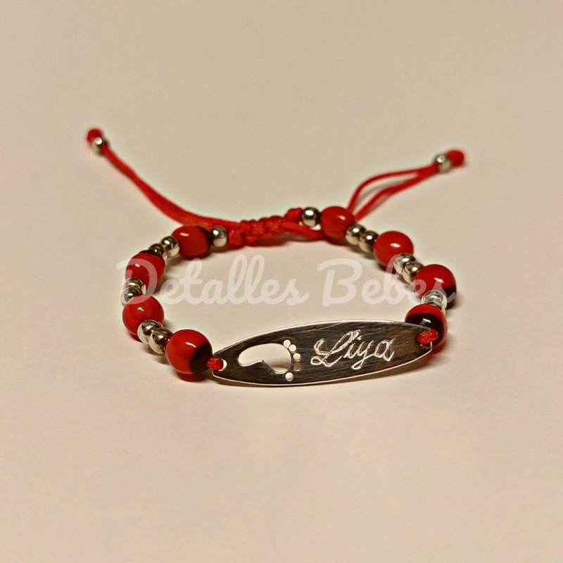 Pulsera Protectora en Huayruro para Bebe y Plata 925k